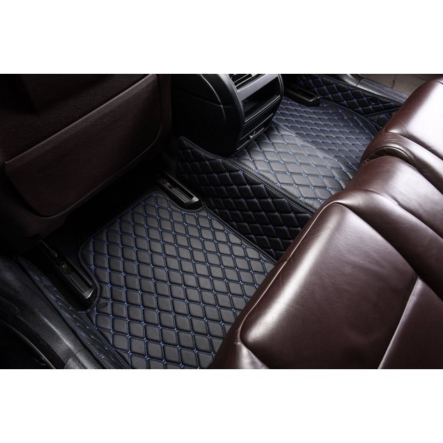 Black and Blue Stitching Luxury Leather Diamond Car Mats Canada