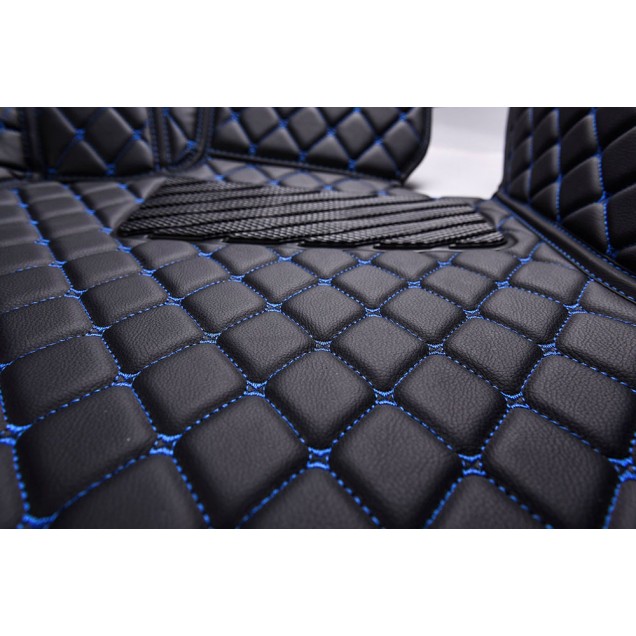 Black and Blue Stitching Luxury Leather Diamond Car Mats Canada