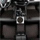 Black and Orange Stitching Luxury Leather Diamond Car Floor Mats Canada