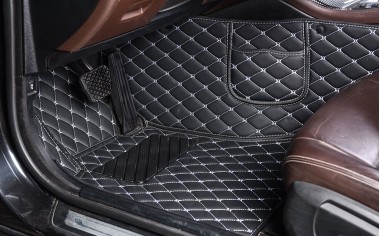 Black and White Stitching Luxury Leather Diamond Car Mats Canada