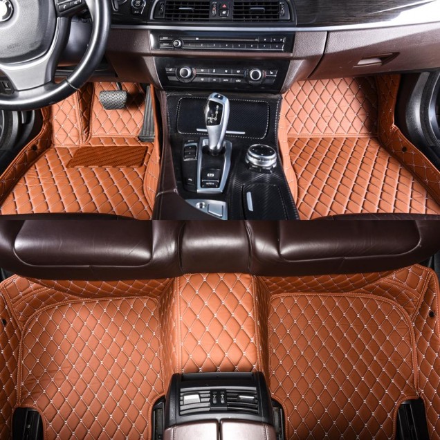 Brown Luxury Leather Diamond Car Floor Mats Canada