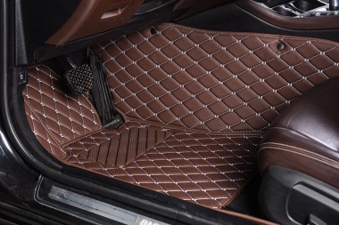 Dark Brown Luxury Leather Diamond Car Mats Canada