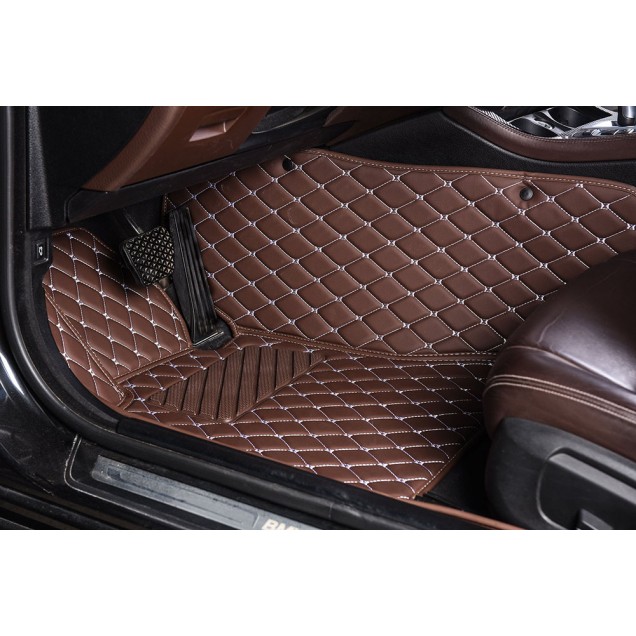Dark Brown Luxury Leather Diamond Car Mats Canada
