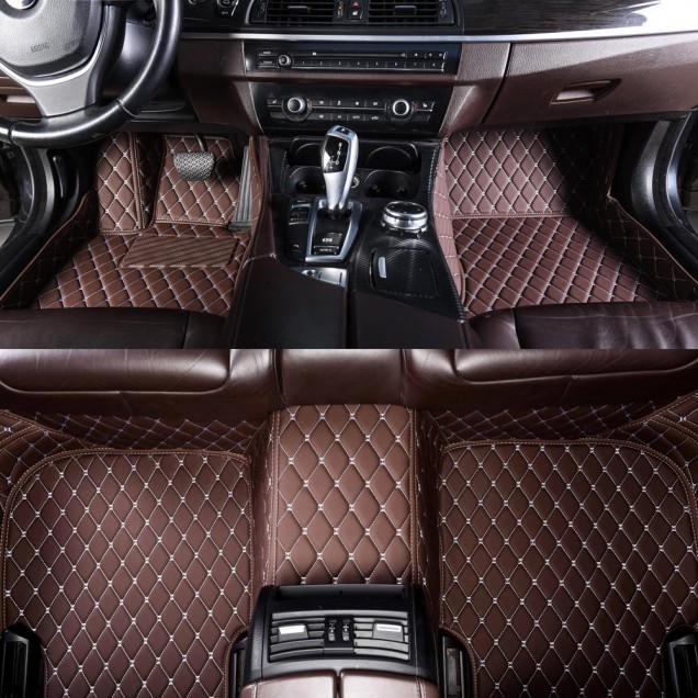 Dark Brown Luxury Leather Diamond Car Mats Canada