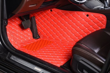 Red Luxury Leather Diamond Car Mats Canada
