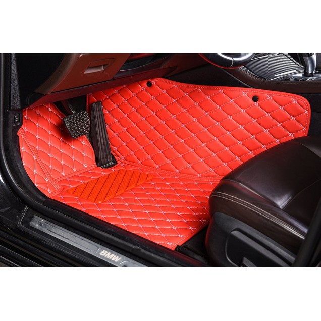 Red Luxury Leather Diamond Car Mats Canada