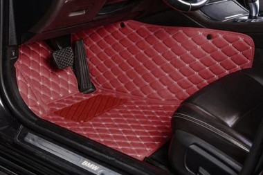 Wine Red Luxury Leather Diamond Car Mats Canada