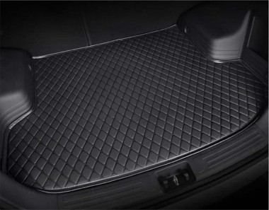 Black and Black Stitching Luxury Leather Diamond Trunk Base Mats Canada