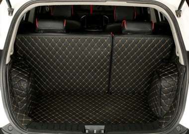 Black and Yellow Stitching Full Cover Luxury Leather Diamond Trunk Car Mats Canada