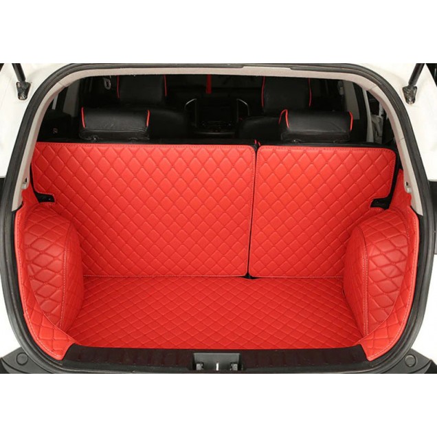 Red Full Cover Luxury Leather Diamond Trunk Car Mats Canada