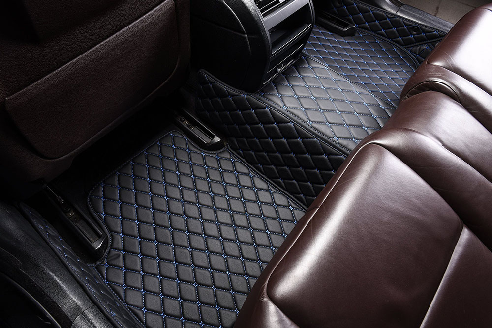 Black and Blue Stitching Custom Diamonds Car Mats Canada