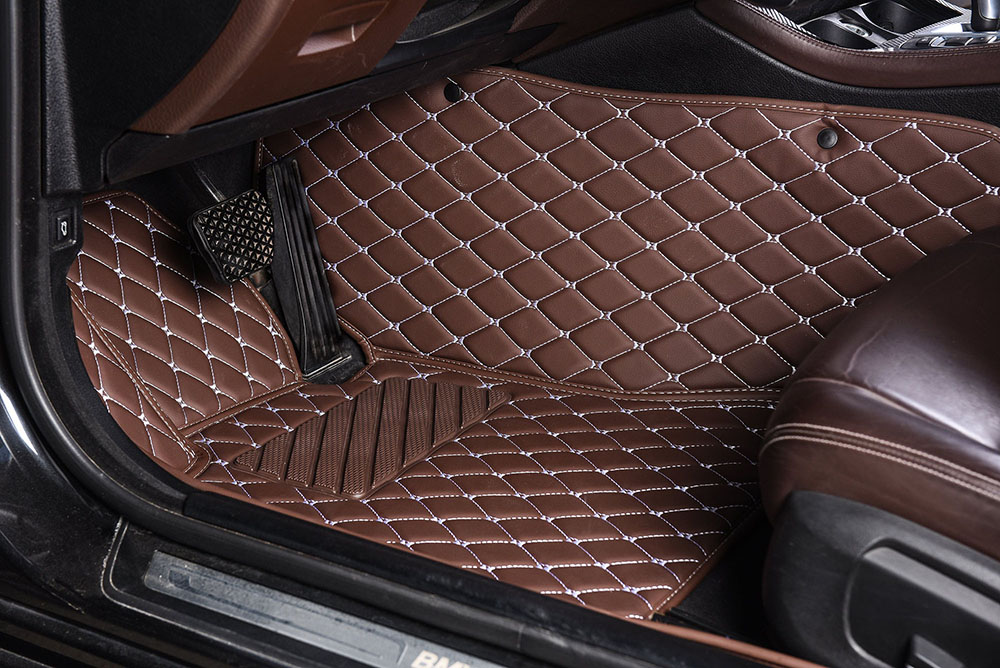 Dark Brown Luxury Leather Diamond Car Mats Canada