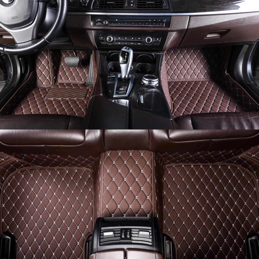 Dark Brown Luxury Leather Diamonds Car Mats Canada
